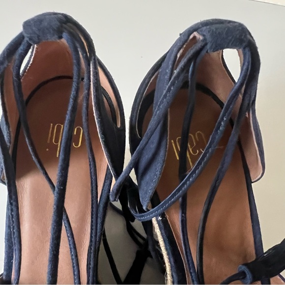 Cabi Shoes Isla Blue Suede Sandals Red Southwest Aztec Espadrille Wedge SZ 9 - Picture 6 of 9